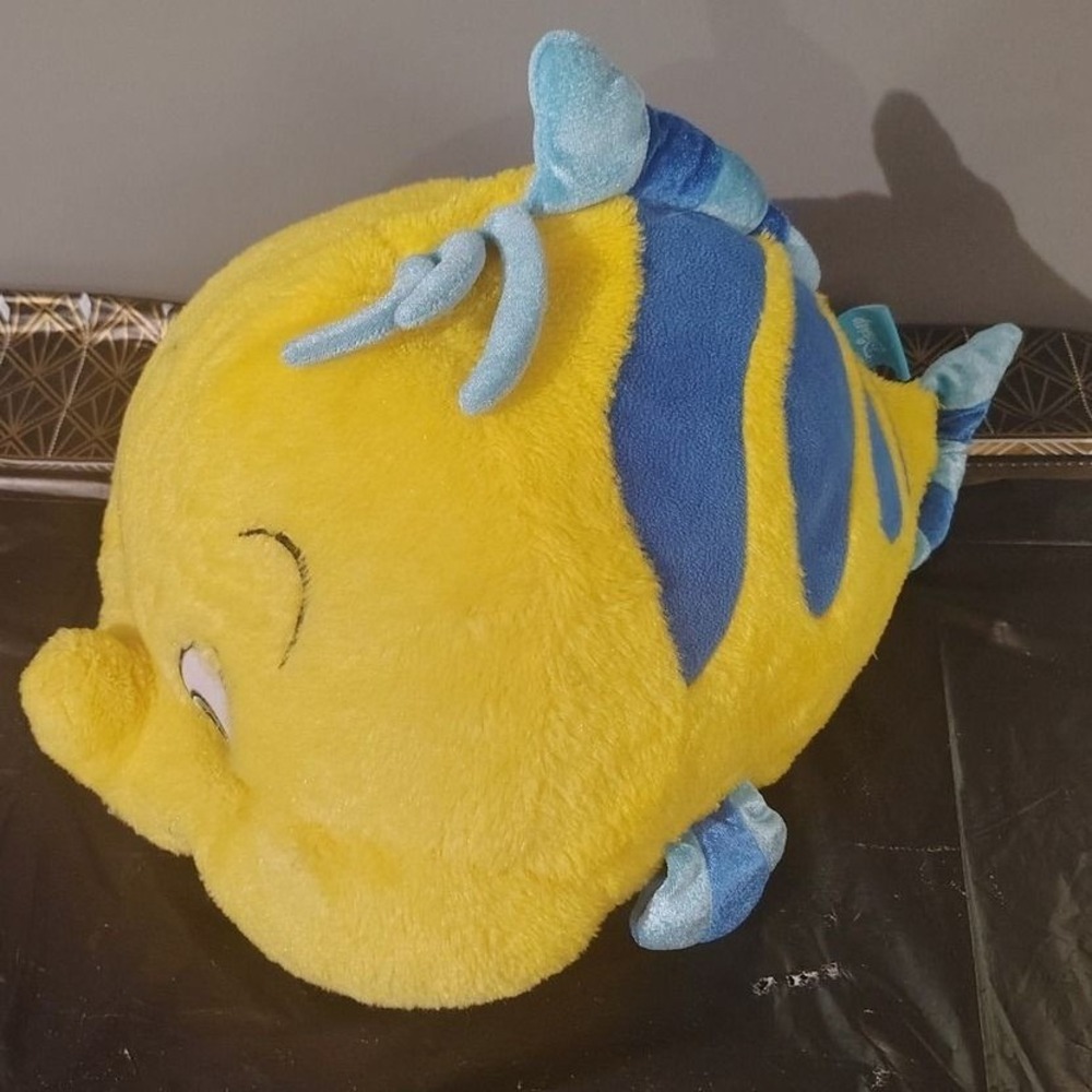 Disney The Little Mermaid Flounder Plush Stuffed Animal Yellow Blue Fish Toy 14"